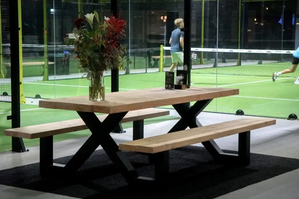 Picnic table indoors