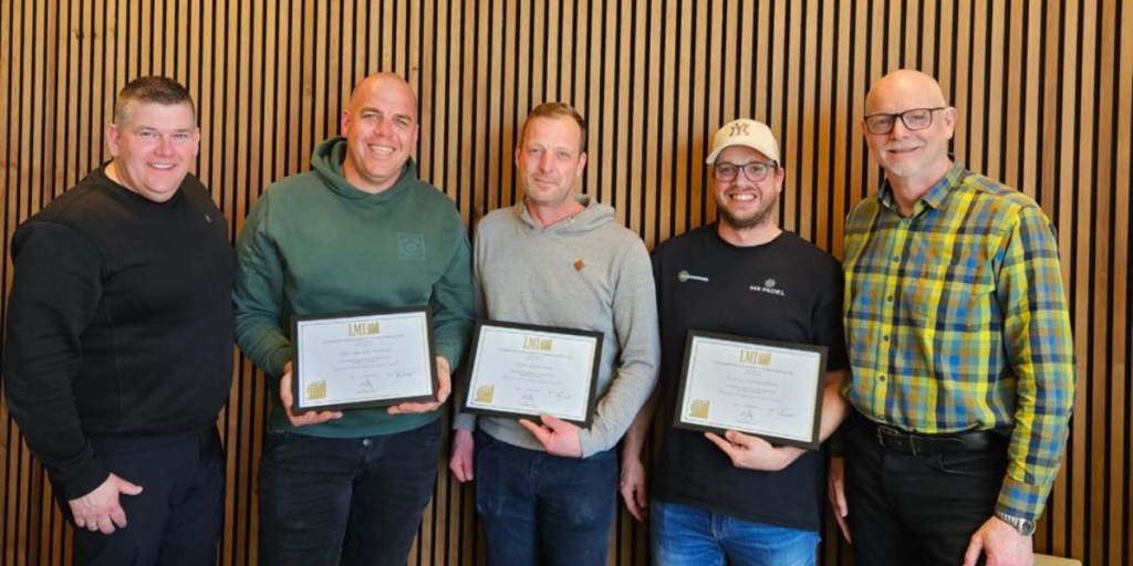 Tim van der Meulen, Peter Oudshoorn and Kenny Leijendekkers, who recently obtained their LMI certification.